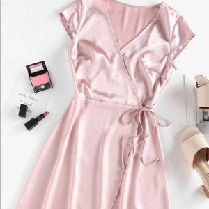 Pink silky wrap dress XL